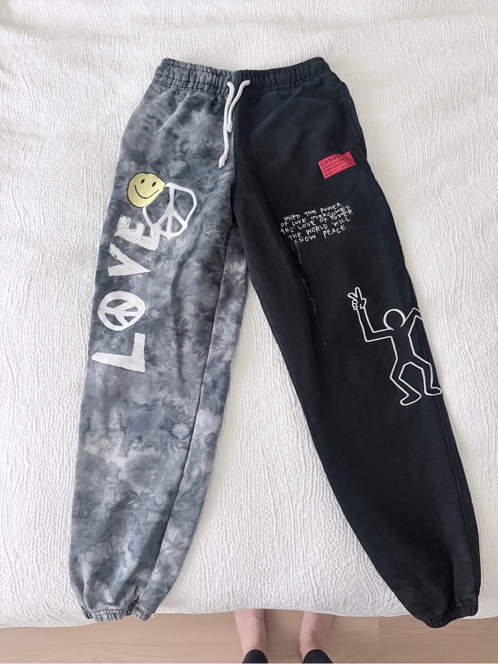 CHNGE Limited edition Black & Gray Tie-Dye 'Love' Graphic Jogger Sweatpants